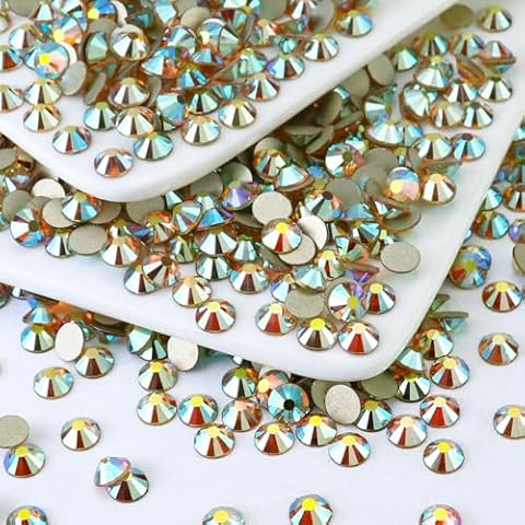 Briskbloom Flatback Crystal Rhinestones Round Gems for Nail Art and Craft Clothes Glue Fix, Ghost (2.7-2.8mm) SS10/1440PCS Cover