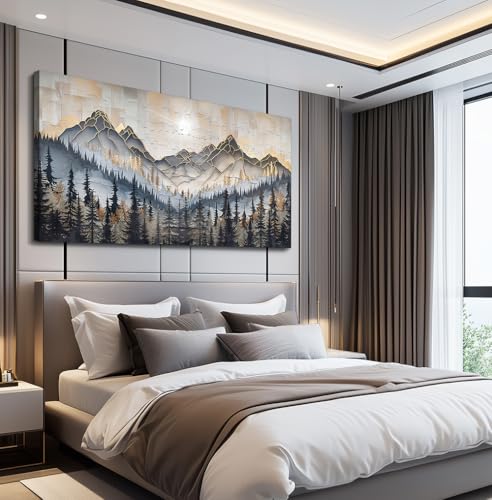 PHAOHUAXM Large Canvas Wall Decor For Bedroom Large Wall Art For Living Room Dining Room Modern Office Abstract Ink-Wash Landscape Mountain Wall Pictures Artworks Home Decor Ready To Hang 30"X60"