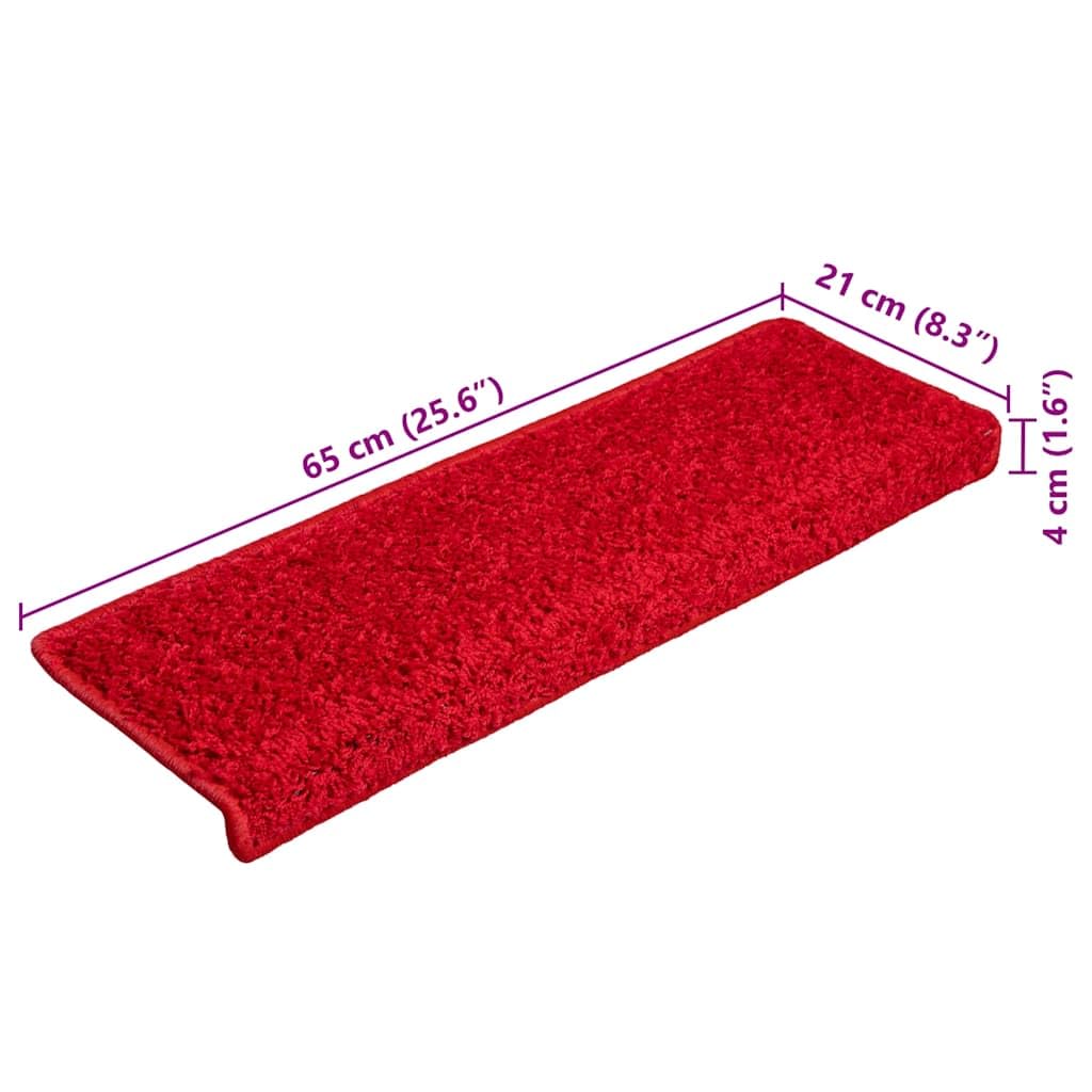 20 alfombrillas para escalones, color rojo, 65 x 21 cm, fieltro con cinta adhesiva, antideslizantes, para escaleras de madera, pasillo, entrada, diseño moderno