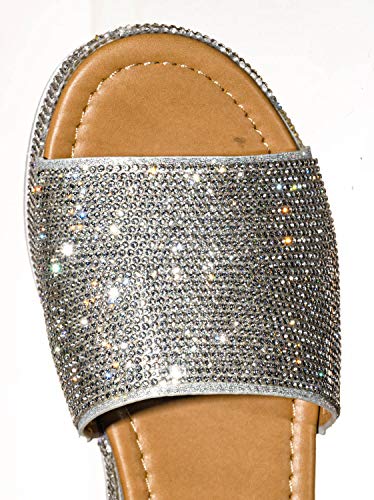 Aquapillar Rhinestone Glitter Flatform Sandal - Women Ankle Strap Crystal Platform #TOP6