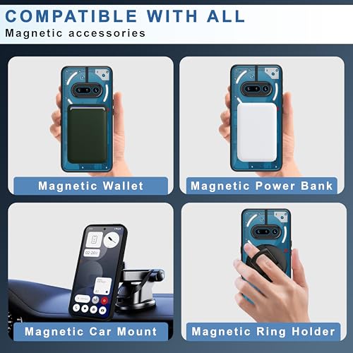 Image of CEDO Backcover for Nothing Phone 3a (5G) | Compatible with Magsafe Wireless Charging | Camera Protection Shockproof Case | Magnetic Ring Lock Transparent Acrylic Clear Backcase (Black)