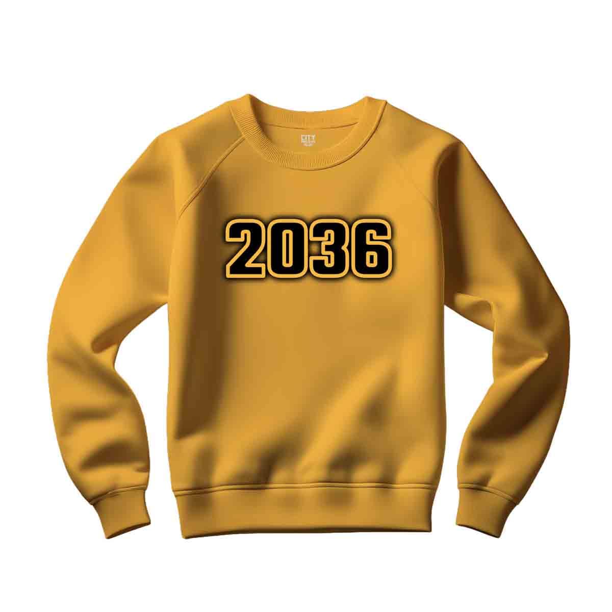Sweatshirt 2036 unisexe jaune d'or pull col rond mode