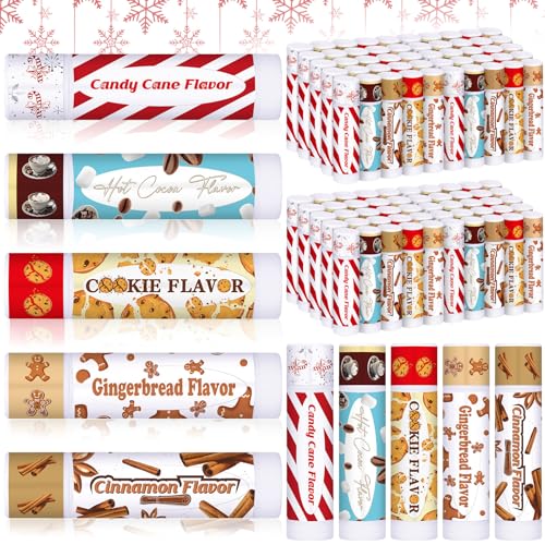 50pcs Christmas Lip Balm Bulk, Candy Cane Xmas Party Favors, Cute