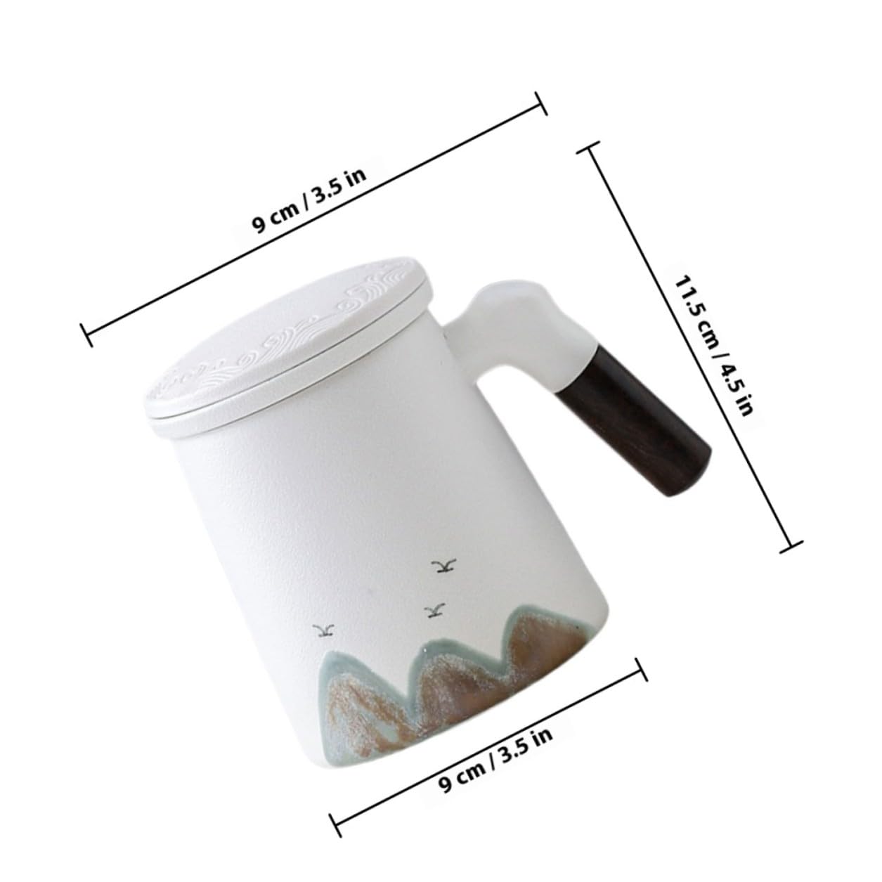 Taza de Cerámica con Filtro y Tapa, Taza para Té Suelto con Infusor, Diseño Portátil de Cerámica de Color Claro Adecuado para Escritorio y Aficionados al Té