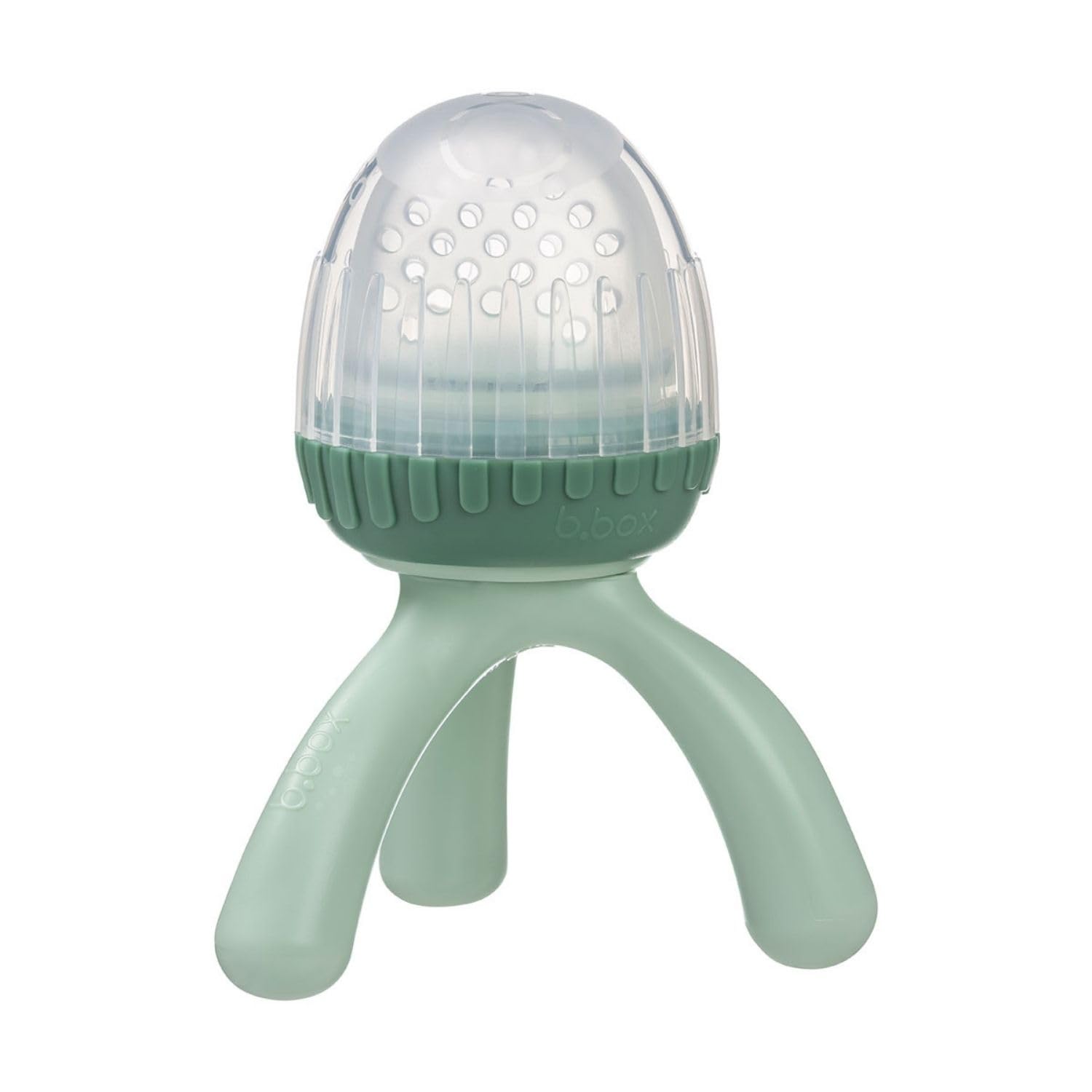 b.box Silicone Fresh Food Feeder, Tripod Design Easy for Baby to Hold, Perfect for Fresh or Frozen Foods, Cap Included for On The Go, from 4m+ (Sage)