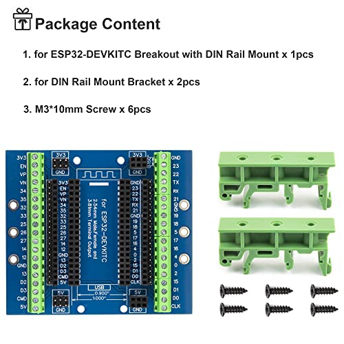 Image of for ESP32 Super Breakout Board DIN Rail Mount 3.81mm / 0.15 inch Terminal GPIO Expansion Board 3 Types Output for ESP32 Module ESP-WROOM-32 ESP32-DevKitC Blue