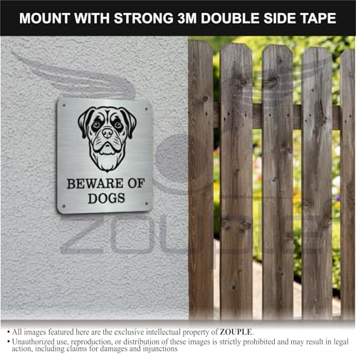 Image of Beware of Dog Sign, Rottweiler, 6x6 Inch, Durable Steel, Dual Mount