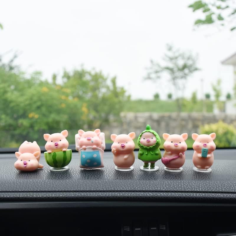Miniatura 3 de Figuras de juguete de cerdo rosa, adorno para tablero de automóvil, figuras de cerdos miniatura para decoración de jardín de hadas, decoración del