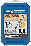 Kreg SML-C150-100 Pocket Screws, 1-1/2' #8 Coarse-Thread, Washer-Head (100 Count)