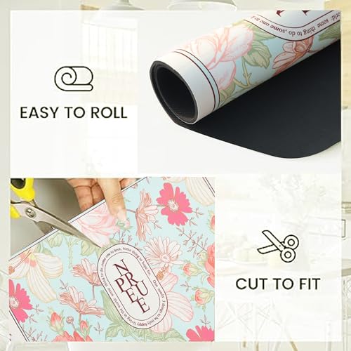 Image of HomeCloud Super Absorbent Dish Drying Mat for Kitchen Counter - Non-Slip, Heat-Resistant Rack Pad - Hides Stains, Ideal for Dishes, Coffee Maker & Kitchen Appliances (Pink Rose, 50x40 cm)
