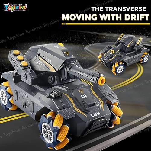 Image of Toyshine Water Ball Shooter Remote Control 2.4GHz Rechargeable RC Car Tank Toy with Crab Movement & 360 Rotating Stunt Feature for Kids Boys Girls 3 +, Yellow