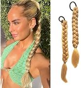 shufang 2 Packs 16 Inch 27# Blonde Long Braid Ponytail Extension for Black Women with Hair Tie St...