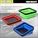 PR1ME Collapsible Magnetic Parts Tray Set, Foldable Magnetic Tray, 3 Pieces 4.25 inch Square Silicone Bowls with Magnetic Base Stores and Organizes Small Parts and Tools