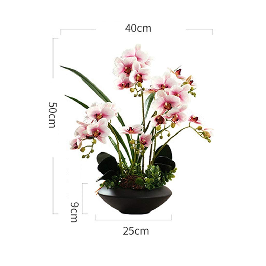 Fiori Artificiali Orchidee con Vaso di Fiori Bonsai - Composizioni Floreali Finte Phalaenopsis Orchidee Phalaenopsis Bonsai con Decorazioni Stelo Foglie, per Casa/Cucina/Camera da Letto/Ufficio