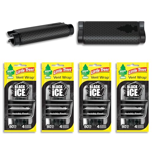 Image of LITTLE TREES Car Air Freshener | Vent Wrap Provides Long Lasting Scent, Invisibly Fresh | 16 Air Fresheners | Black Ice