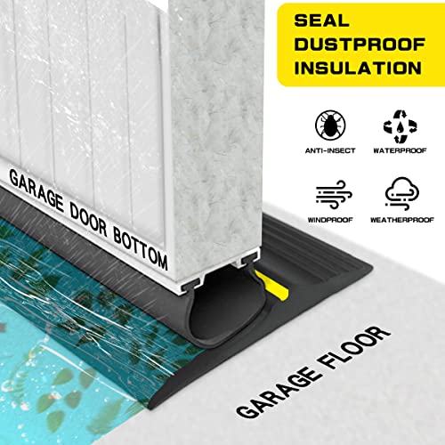 Universal Garage Door Bottom Threshold Seal Rubber Strip With Adhesives, Diy Weatherproof Weather Stripping Replacement (10Ft, Black) #TOP2