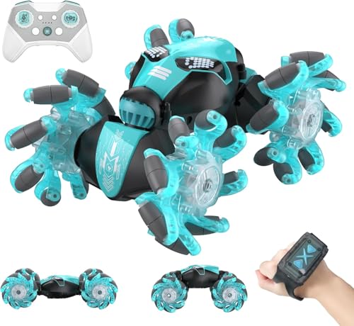 Coche teledirigido, 2,4 GHz, giratorio 360°, 4 WD, con mando a distancia, coche con mando a distancia, juguete para niños con luz LED, música a partir de 4-10 años, regalos de cumpleaños de Navidad