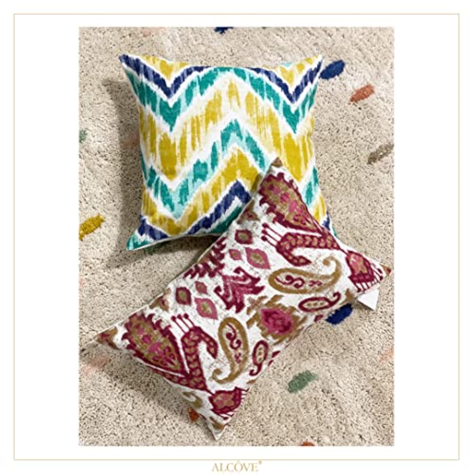 ALCÔVE Crimson Ikat Printed Cushion Cover