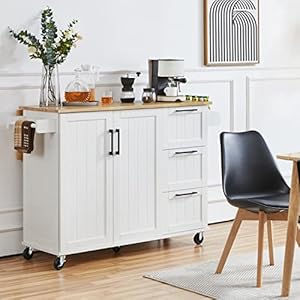 Topeakmart Mobile Kitchen Island with Foldable Countertop, Kitchen Cart with Storage Cabinet and 3 Drawers and Spice Rack for Dining Room, White Topeakmart Mobile Kitchen Island with Foldable Countertop Kitchen Cart with Storage Cabinet and 3 Drawers and Spice Rack for Dining Room White