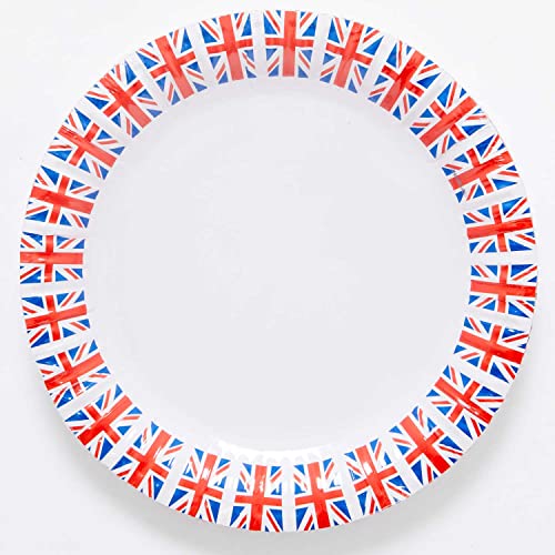 Amscan 9913035-66 - Red White & Blue Union Jack GB Flag Coronation Party Paper Plates - 8 Pack