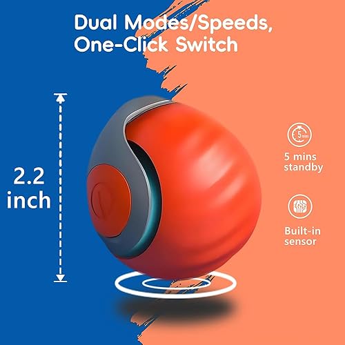 Miniatura 6 de Pelota de juguete automática para gatos con 2 colas de plumas, juguetes interactivos recargables para gatos, rodillo activado por movimiento de 2