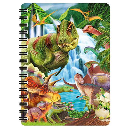 3D LiveLife Libreta - Dino en la montaña de Deluxebase. Libreta A6 con espiral, lenticular 3D de dinosaurios y hojas lisas recicladas. Ilustraciones con licencia del reconocido artista Michael Searle