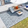 wikiwiki Outdoor Rug, 6x9ft Waterproof Reversible Mat Indoor Outdoor Rugs Carpet, Small Area Rug Plastic Straw Rug for Patio Deck Balcony Pool RV Camping Beach Picnic, Grey, Rugscape Series