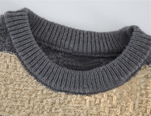 DAIMIDY Men's Long Sleeve Crewneck Color Block Casual Knitted Pullover Sweater3