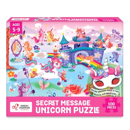 I Love Unicorns 100 Piece Puzzles for Kids Ages 4-8, Gifts for Girls and Boys 5 6 7 8 Years Old and Up, Read Secret Messages wit