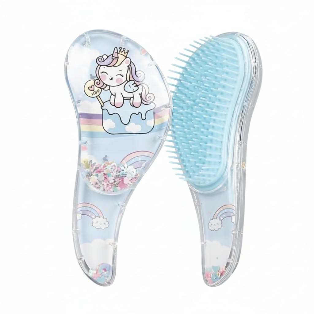 Detangling Brush for Toddler & Kids Hair- Detangler Brush for Natural,Curly,Straight,Hair, Little Girl Accessories, Kids, Teenager Gifts with cute design (Purple)