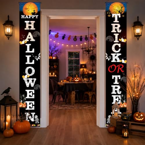 Oeyliz Halloween Decorations Happy Halloween Porch Trick or Treat Banner - image 3