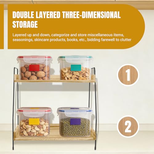 Bowose Coffee Station Organizer, 2-Tier Coffee Bar Organiser & Hot Chocolate, Tea Station for Countertop, Multifunctional Wooden Kitchen Shelves for Kitchen, Home & Office, Easy to Assemble, Brown - Image 6