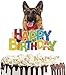 KEWEYA Dog Happy Birthday Cake Topper Puppy Pet Themed Bday Party Cake Decor German Shepherd Colorful Glitter Party Decoration Supplies (German Shepherd)
