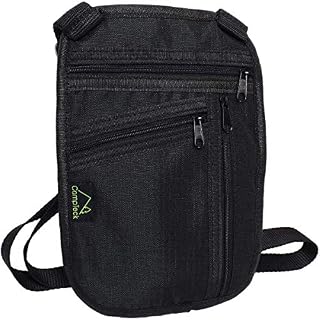 CampTeck U6864 Travel Pouch (22.5 x 15cm) - Neck Wallet RFID Organiser Pouch for Passport Credit Debit Cards, IDs, Money, Ticket, Smartphones - Black