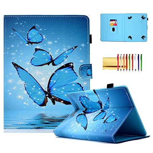 8-inch Tablet Case, Techcircle Pretty Folio Stand Cover with Pencil Holder+Card Slots, Magnetic Protective Case for Lenovo/Samsung Galaxy Tab 8.0 Series, iPad mini 7.9, Fire HD 8, Three Butterflies