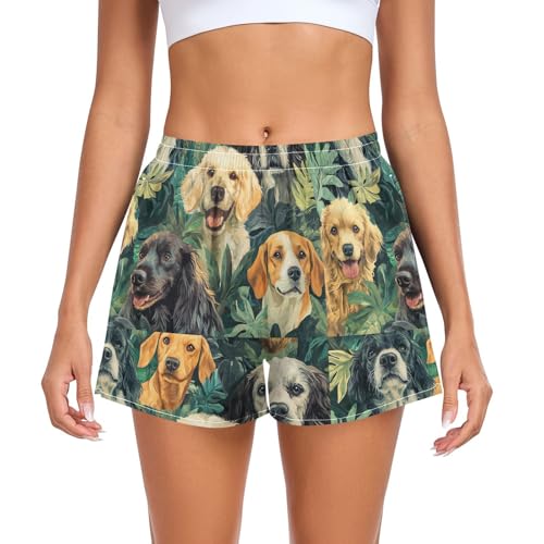 UMIRIKO Cute Dogs Golden Retriever Athletic Shorts for Women with Pockets S 202b6320