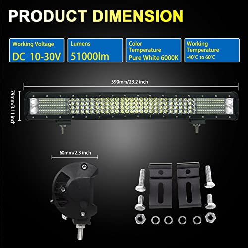 Barra LED 4x4 de 57cm proyector de trabajo 12V 24V impermeable para coche y camion 570W 2