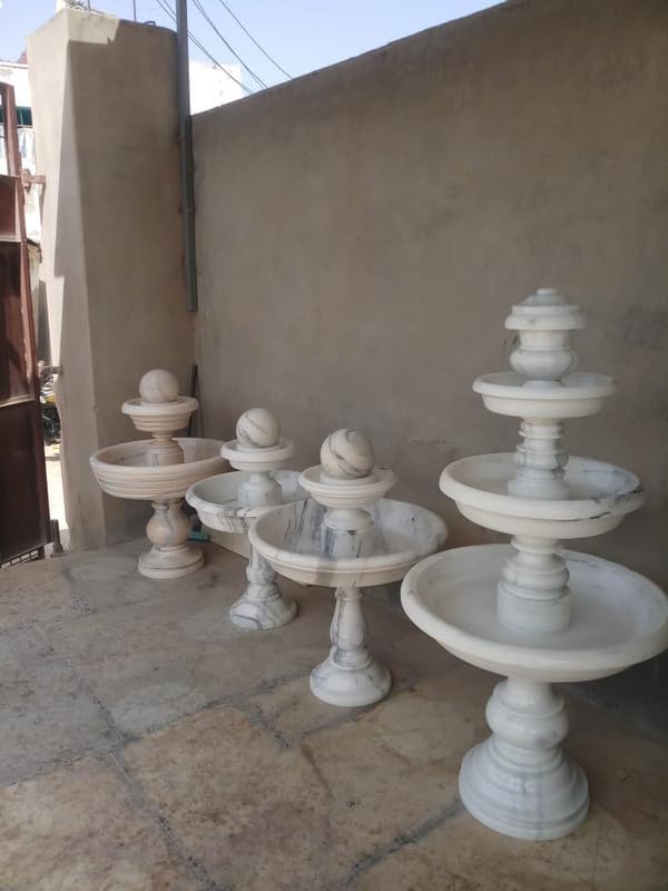 marble water fountains and accessories by kgn: premium white marble fountain designs, sandstone pool bowls, decorative urns, and beautiful benches for serene outdoor environments gen-1