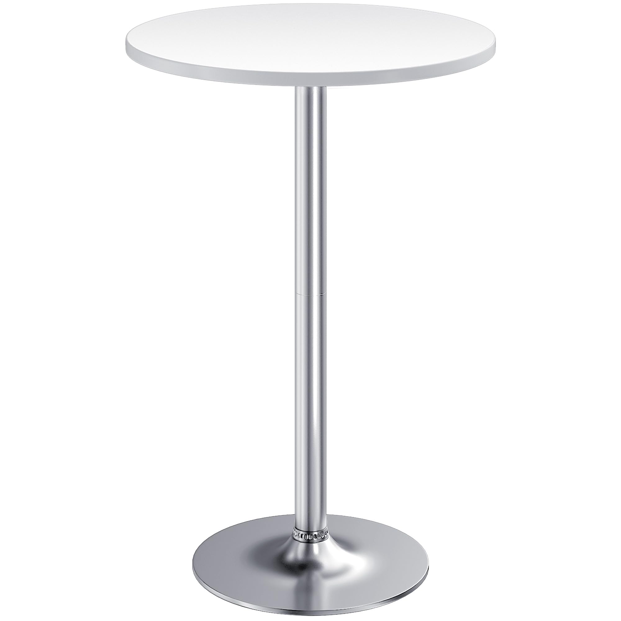 Furmax Bistro Pub Table Round Bar Height Cocktail Table Metal Base MDF Top Obsidian 23.8-Inch Top, 39.5-Inch Height (1, White-2)