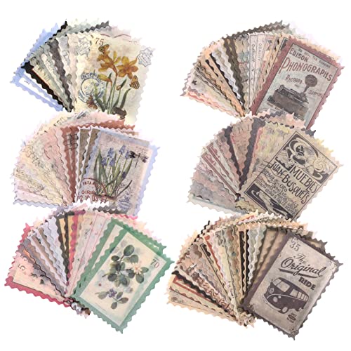 LEMESO 120 Piezas Scrapbooking Pegatinas decoración de Papel Washi Estilo de Vintage y de Flores Apto para Diario Cuaderno, Cartas, Teléfonos,Álbum de Recortes