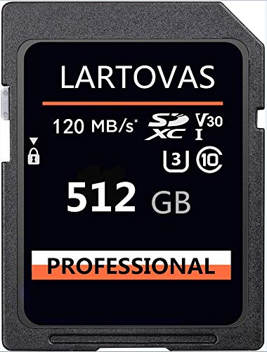 LARTOVASsd SDXC-Speicherkarte, 512 GB, UHS-I, U3, Klasse 10, SD-Speicherkarte, Geschwindigkeit bis zu max. 120 MB/s…