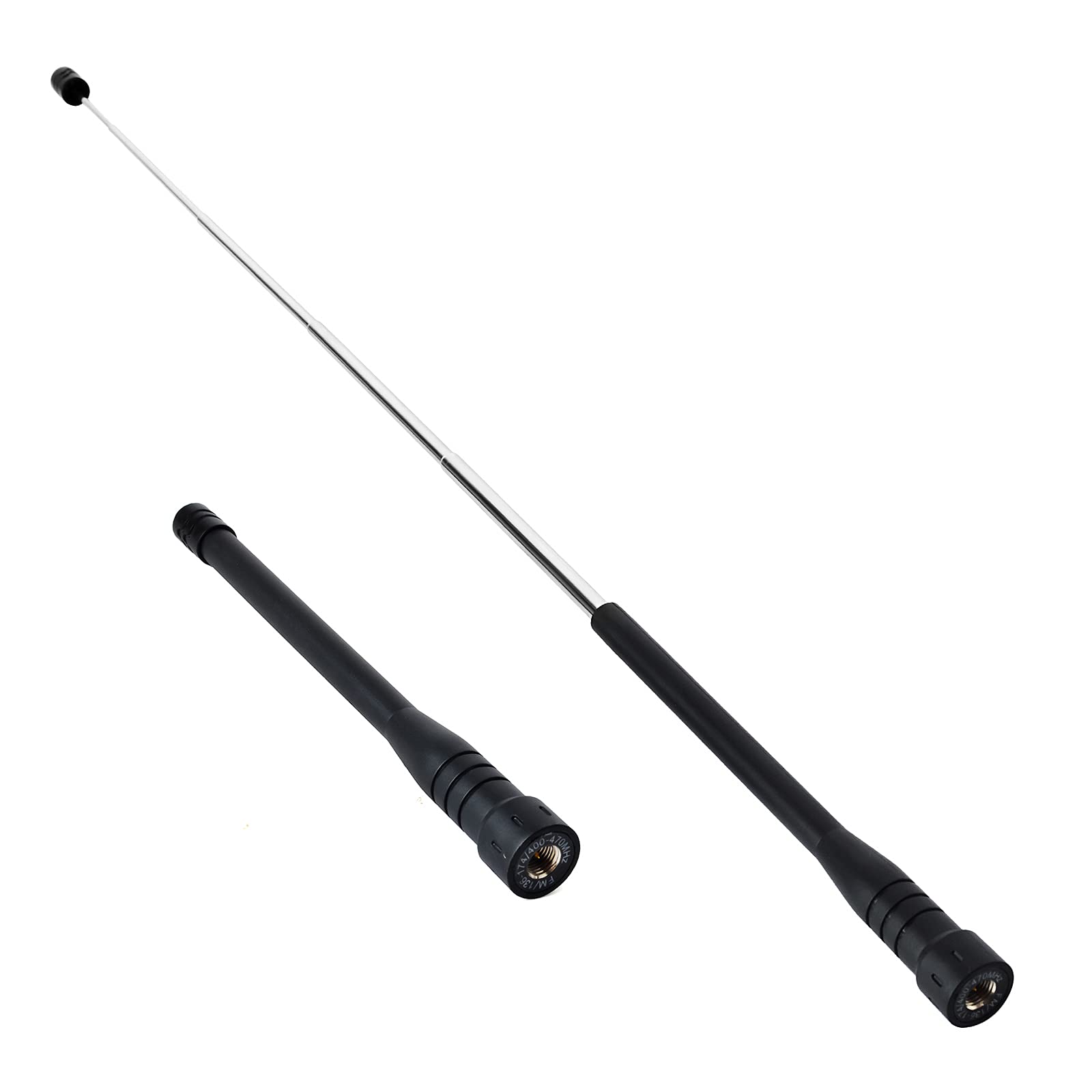 UAYESOK SMA Macho - Antena telescópica de doble banda retráctil para VHF/UHF Yaesu FT50RH Yeasu FT60/Kenwood TH-D74/Icom ICOM-51APlus IC-F60V (13,5-48 cm)