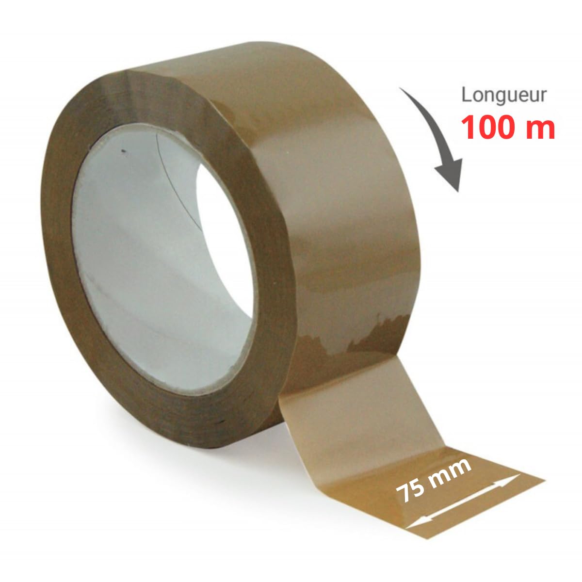 Rouleau Adhésif Extra Large | Marron | Emballage - Expédition - Déménagement | 75 mm X 100 m | Extra Long - Résistant | Kit de 6 Rouleaux | Epaisseur 48 microns | Silencieux