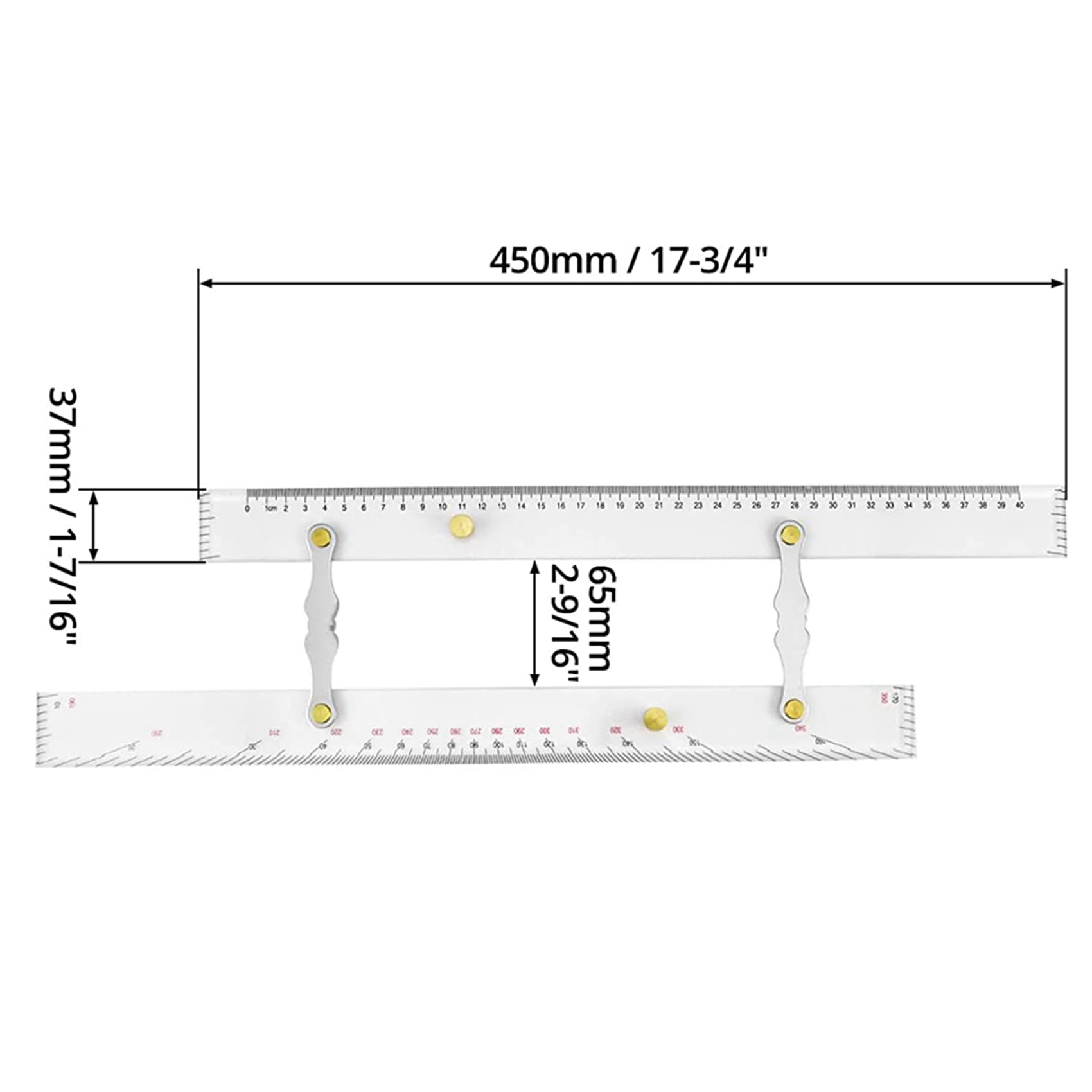 Lot de 5 règles parallèles - Échelles claires - Points de cartographie pour tirer la règle parallèle - 450 mm - Règle parallèle pour bateaux