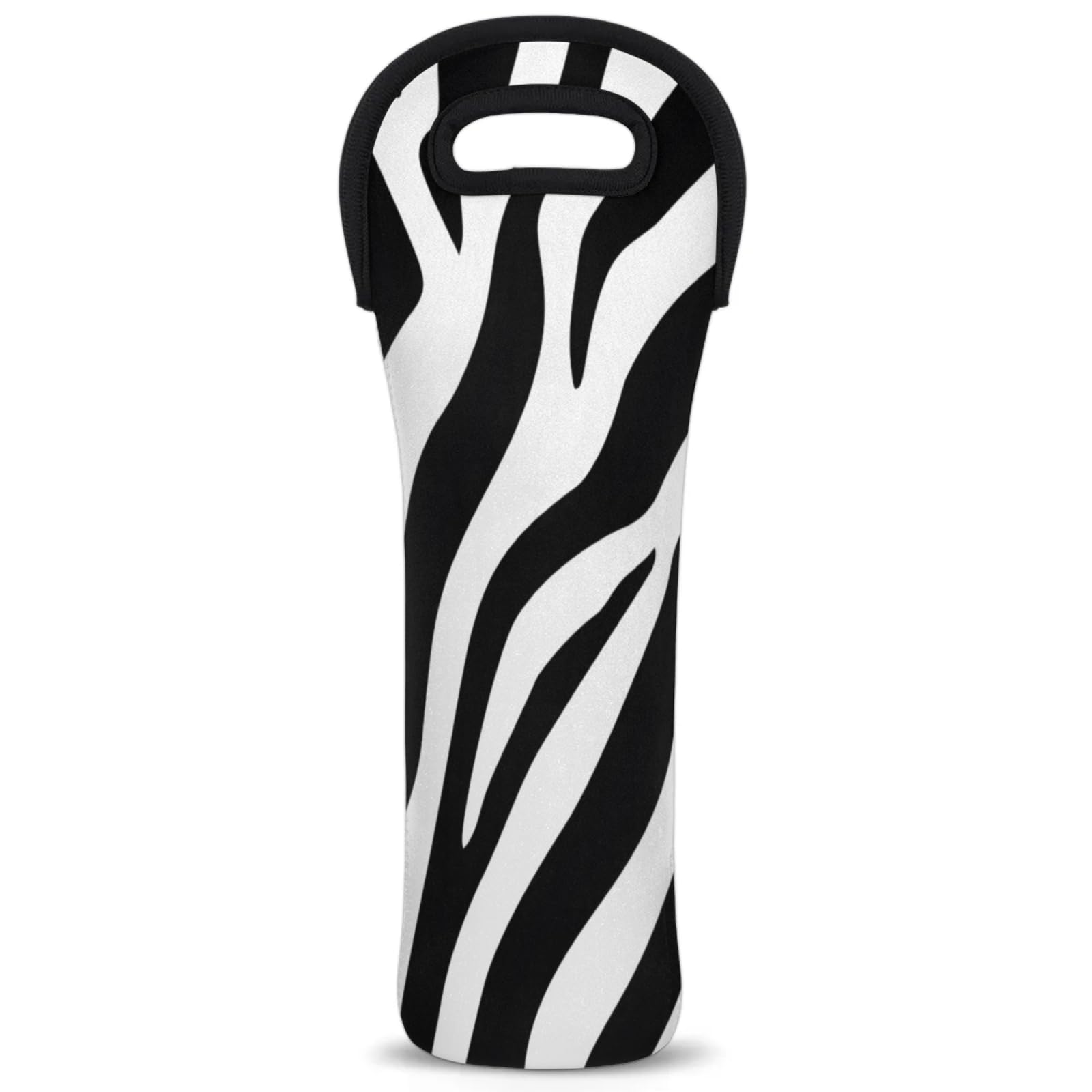 Neoprene Wine Tote Carrier Bag for Wine,Water, Champagne, Beer, Baby Bottles 15.6 x 5.1 Inches, Protective Wine Bag,Animal Zebra Texture