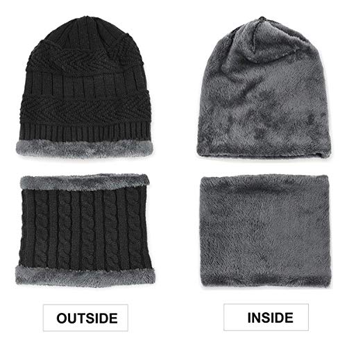 Malaxlx Kids Winter Beanie Hat and Scarf Set for Ages 5-14 Boys Girls – Fleece Lined Knit Warm Skull Cap and Neck Warmer3