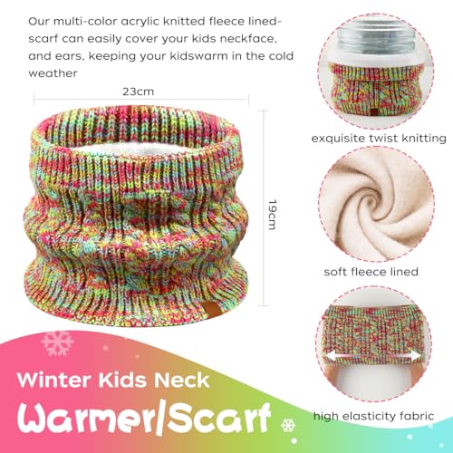Kids Hat Scarf Gloves Set Toddler Winter Knit Beanies Neck Warmer Gaiter3