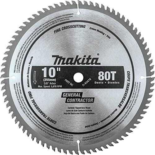 Makita D-65470 10' 80T Micro-Polished Miter Saw Blade, Fine Crosscutting