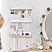 Y&ME YM Jewelry Organizer Hanging, Wall Jewelry Organizer for Hanging Rings Necklace Organizer Earring Holder Organizer,Jewelry Display with Removable Bracelet Rod and 24 Hooks as Women Gift