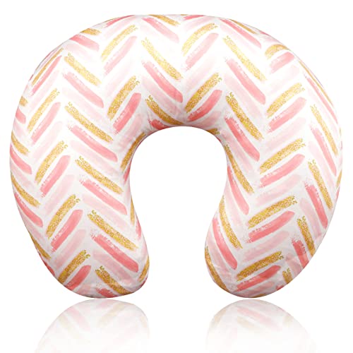 Image of TANOFAR Nursing Pillow Cover for Baby Girl, Breastfeeding Pillow Cover Pink, Super Soft and Comfort Newborn Feeding Pillow Slipcovers for Breastfeeding Moms, Watercolor Stripes